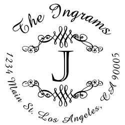 Round Flourish Border Letter J Monogram Stamp Sample